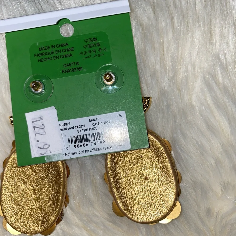 Kate Spade Pineapple Statement Stud Earrings , Gold, Green - Picture 6 of 10